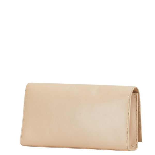 サンローラン YSLロゴ クラッチバッグ 326079 ベージュ レザー レディース SAINT LAURENT 【中古】
