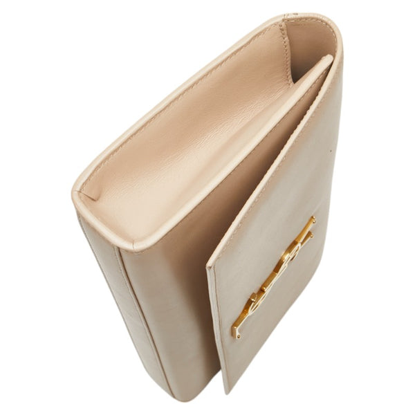 サンローラン YSLロゴ クラッチバッグ 326079 ベージュ レザー レディース SAINT LAURENT 【中古】
