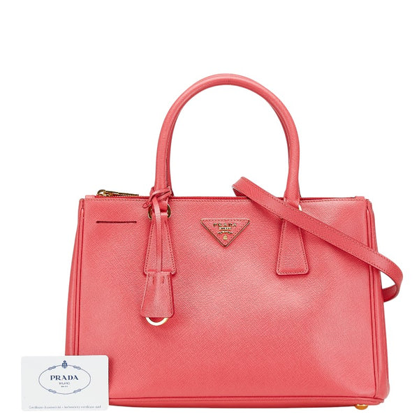 プラダ ガレリア サフィアーノ ハンドバッグ ショルダーストラップ 2WAY BN1801 ピンク レザー レディース PRADA 【中古】