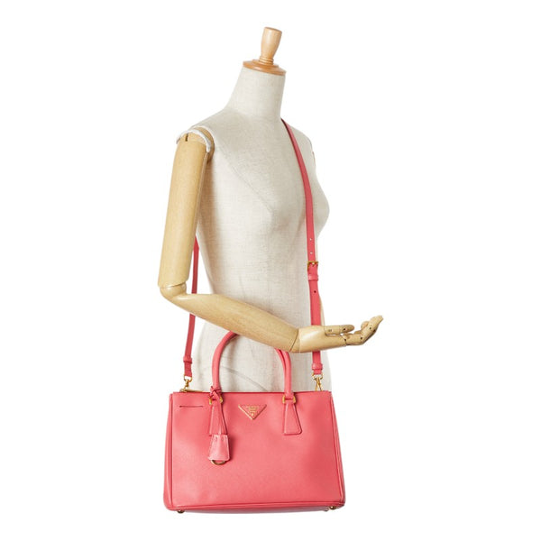 プラダ ガレリア サフィアーノ ハンドバッグ ショルダーストラップ 2WAY BN1801 ピンク レザー レディース PRADA 【中古】