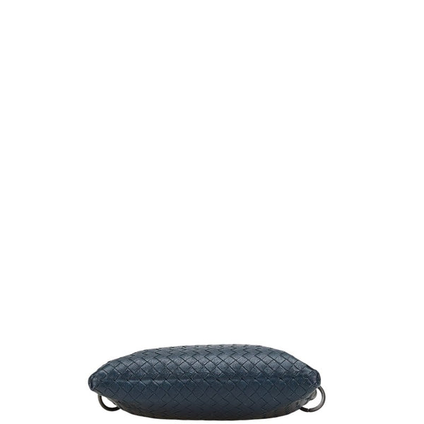 ボッテガヴェネタ イントレチャート ショルダーバッグ ネイビー ブラック レザー レディース BOTTEGAVENETA 【中古】