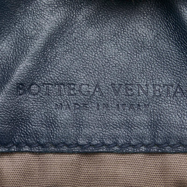 ボッテガヴェネタ イントレチャート ショルダーバッグ ネイビー ブラック レザー レディース BOTTEGAVENETA 【中古】