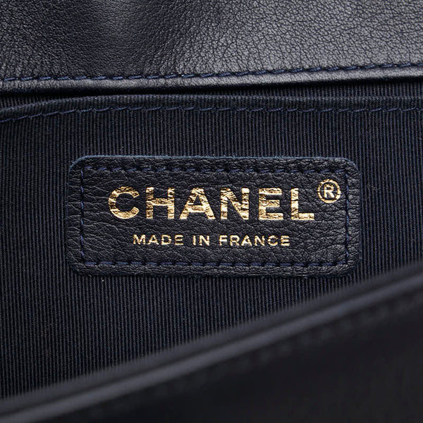 シャネル ココマーク ボーイシャネル25 斜め掛け チェーン ショルダーバッグ ネイビー ラムスキン レディース CHANEL 【中古】