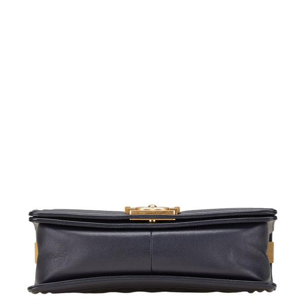 シャネル ココマーク ボーイシャネル25 斜め掛け チェーン ショルダーバッグ ネイビー ラムスキン レディース CHANEL 【中古】