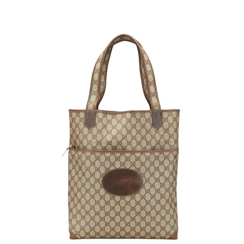 グッチ GGスプリーム トートバッグ 002 983 0054 ベージュ ブラウン PVC レザー レディース GUCCI 【中古】