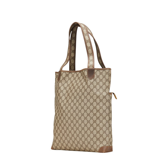 グッチ GGスプリーム トートバッグ 002 983 0054 ベージュ ブラウン PVC レザー レディース GUCCI 【中古】