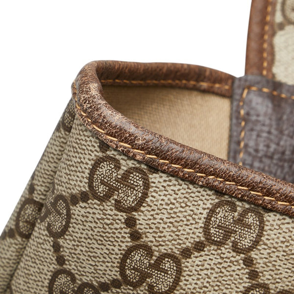 グッチ GGスプリーム トートバッグ 002 983 0054 ベージュ ブラウン PVC レザー レディース GUCCI 【中古】