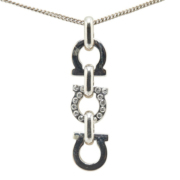 サルヴァトーレフェラガモ ガンチーニ ラインストーン ネックレス シルバー メタル レディース Salvatore Ferragamo 【中古】