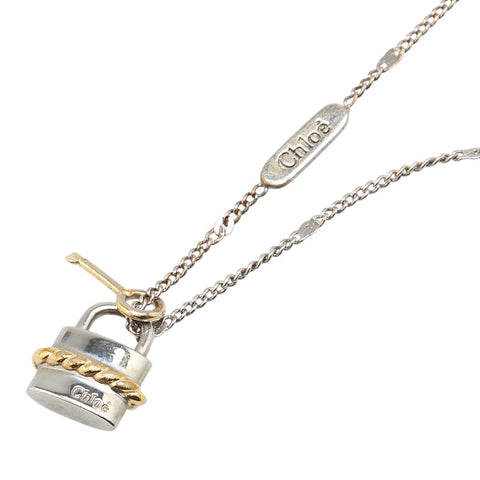 クロエ パディントン カデナ モチーフ ネックレス シルバー ゴールド メタル メッキ レディース Chloe 【中古】
