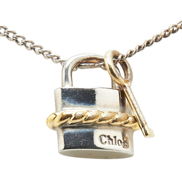 クロエ パディントン カデナ モチーフ ネックレス シルバー ゴールド メタル メッキ レディース Chloe 【中古】
