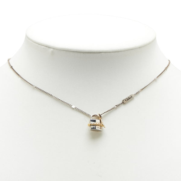 クロエ パディントン カデナ モチーフ ネックレス シルバー ゴールド メタル メッキ レディース Chloe 【中古】