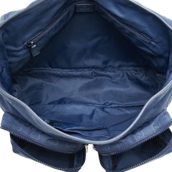 グッチ GGナイロン 斜め掛け ショルダーバッグ メッセンジャーバッグ 387070 ネイビー ナイロン レザー レディース GUCCI 【中古】