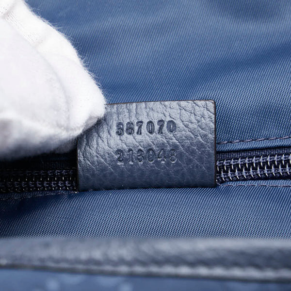 グッチ GGナイロン 斜め掛け ショルダーバッグ メッセンジャーバッグ 387070 ネイビー ナイロン レザー レディース GUCCI 【中古】