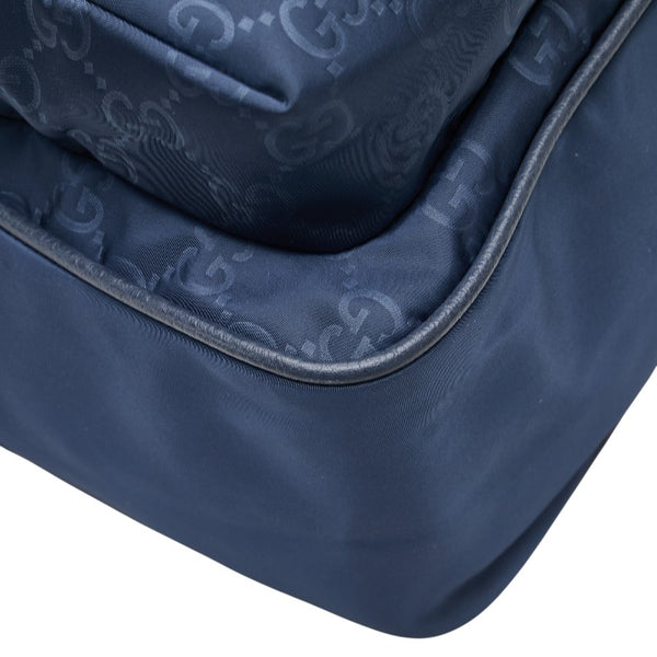 グッチ GGナイロン 斜め掛け ショルダーバッグ メッセンジャーバッグ 387070 ネイビー ナイロン レザー レディース GUCCI 【中古】