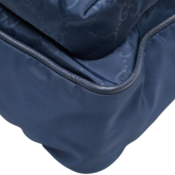 グッチ GGナイロン 斜め掛け ショルダーバッグ メッセンジャーバッグ 387070 ネイビー ナイロン レザー レディース GUCCI 【中古】