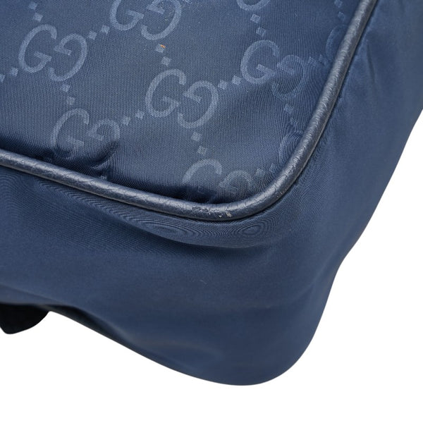 グッチ GGナイロン 斜め掛け ショルダーバッグ メッセンジャーバッグ 387070 ネイビー ナイロン レザー レディース GUCCI 【中古】