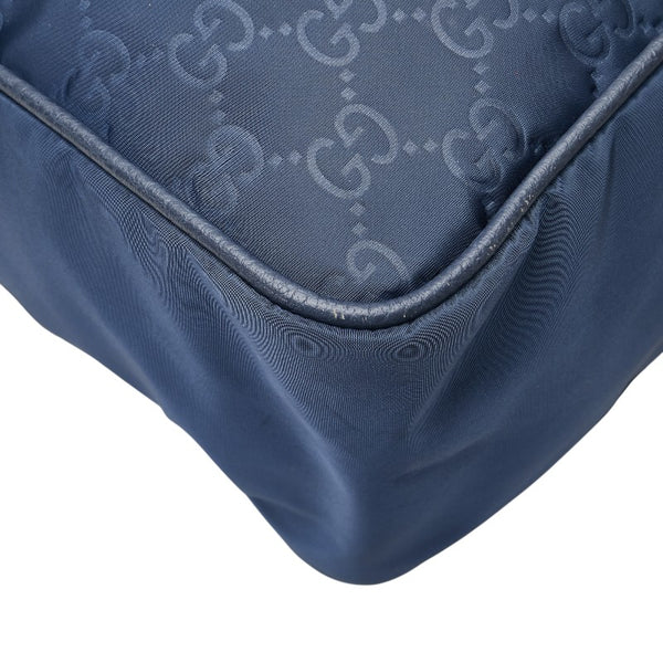 グッチ GGナイロン 斜め掛け ショルダーバッグ メッセンジャーバッグ 387070 ネイビー ナイロン レザー レディース GUCCI 【中古】