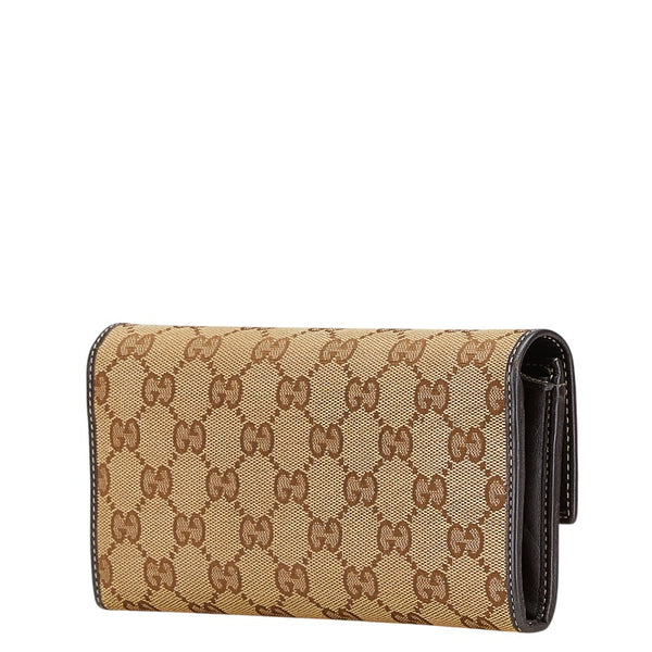グッチ GGキャンバス ラブリーハート 長財布 251861 ベージュ ブラウン キャンバス レザー レディース GUCCI 【中古】