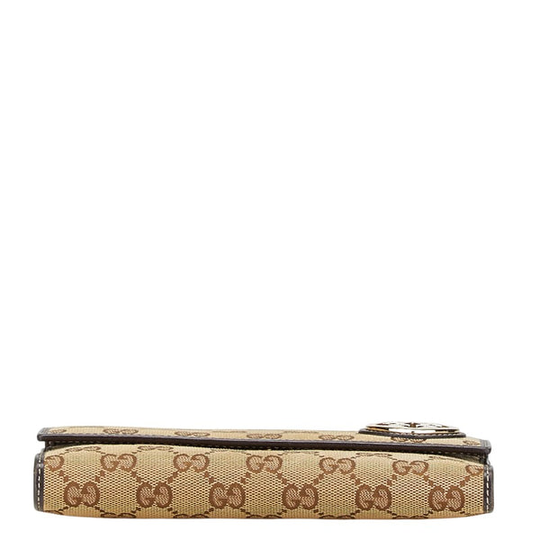 グッチ GGキャンバス ラブリーハート 長財布 251861 ベージュ ブラウン キャンバス レザー レディース GUCCI 【中古】
