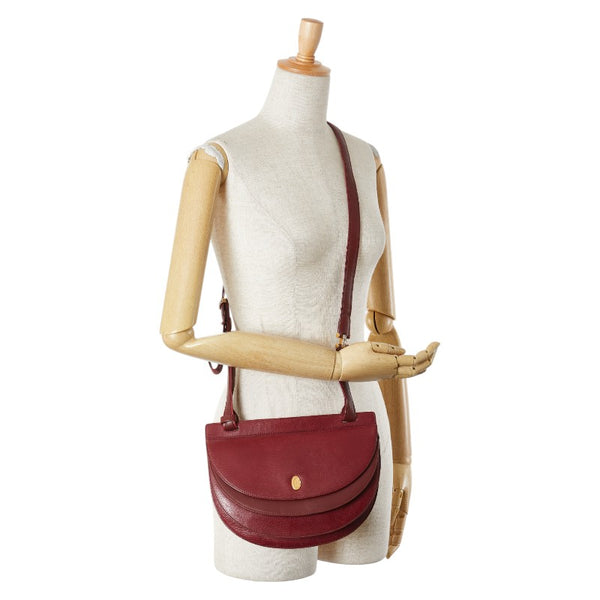 カルティエ マストライン 斜め掛け ショルダーバッグ ワインレッド ボルドー レザー レディース CARTIER 【中古】