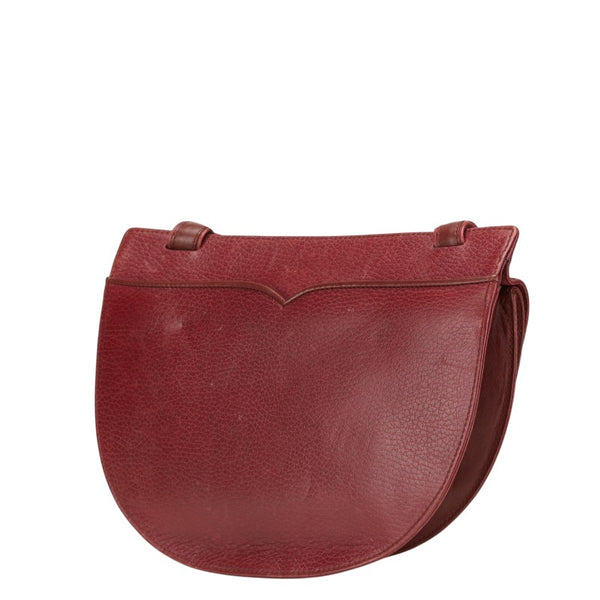 カルティエ マストライン 斜め掛け ショルダーバッグ ワインレッド ボルドー レザー レディース CARTIER 【中古】