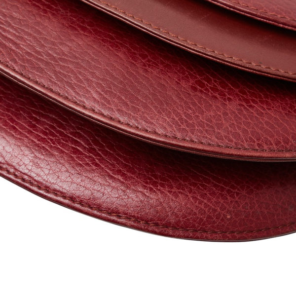 カルティエ マストライン 斜め掛け ショルダーバッグ ワインレッド ボルドー レザー レディース CARTIER 【中古】