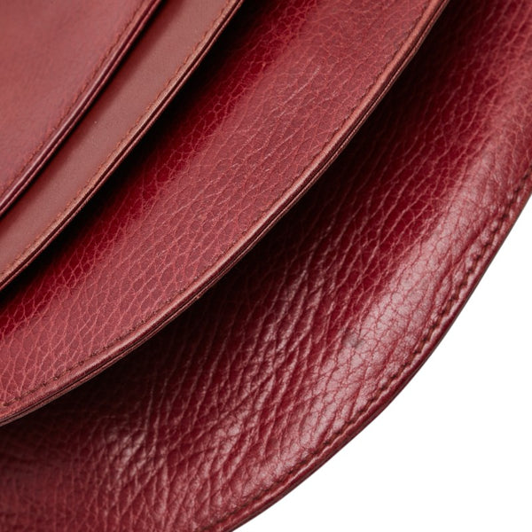 カルティエ マストライン 斜め掛け ショルダーバッグ ワインレッド ボルドー レザー レディース CARTIER 【中古】