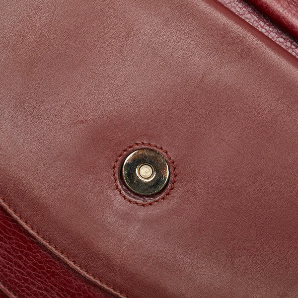 カルティエ マストライン 斜め掛け ショルダーバッグ ワインレッド ボルドー レザー レディース CARTIER 【中古】