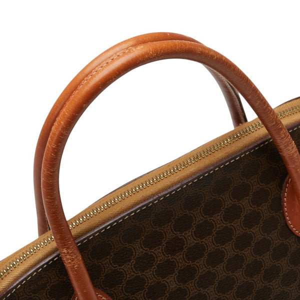 セリーヌ マカダム ハンドバッグ ブラウン PVC レザー レディース CELINE 【中古】