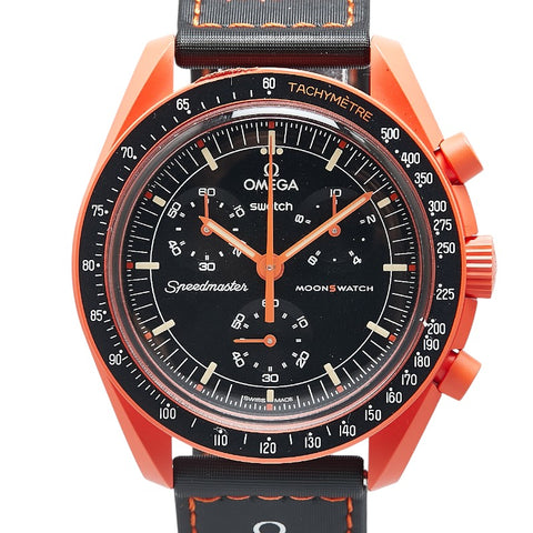 オメガ × Swatch スウォッチ ムーンスウォッチ ミッション オン アース ラバ 腕時計 SO33O100 クオーツ ブラック文字盤 ナイロン バイオセラミック メンズ OMEGA 【中古】