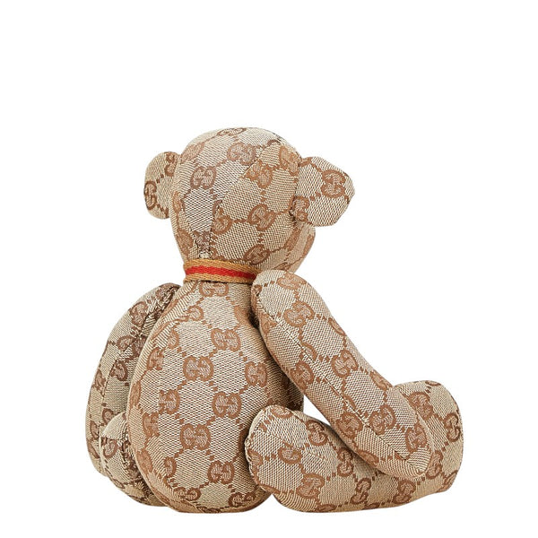 グッチ GGキャンバス テディベア くま ぬいぐるみ ベージュ ブラウン キャンバス レザー レディース GUCCI 【中古】
