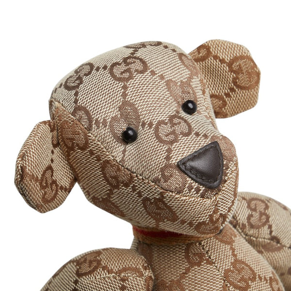 グッチ GGキャンバス テディベア くま ぬいぐるみ ベージュ ブラウン キャンバス レザー レディース GUCCI 【中古】