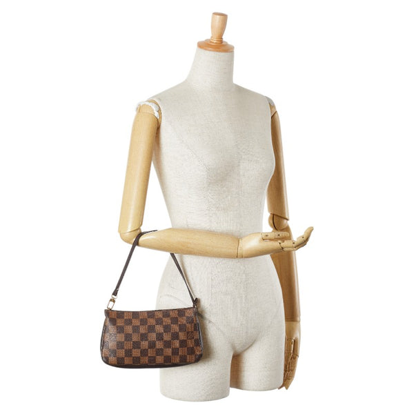 ルイ ヴィトン ダミエ ナヴォナ アクセサリーポーチ ハンドバッグ N51983 ブラウン PVC レザー レディース LOUIS VUITTON 【中古】