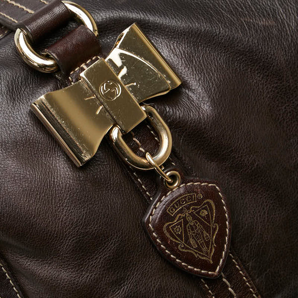 グッチ ハンドバッグ ボストンバッグ 181488 ブラウン レザー レディース GUCCI 【中古】