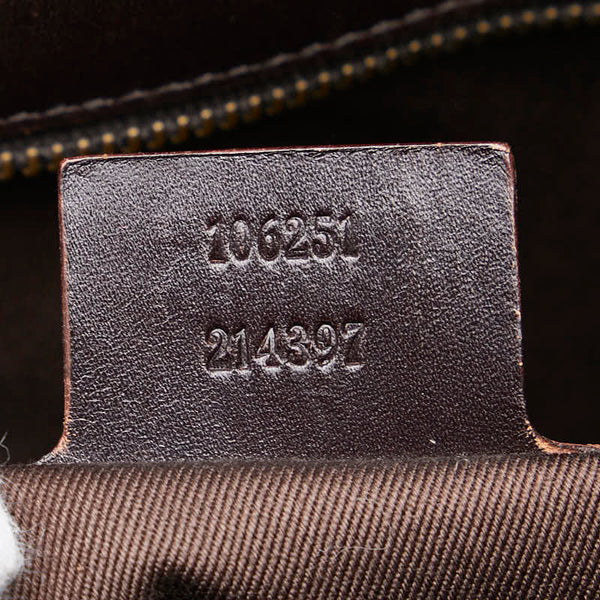 グッチ GGキャンバス トートバッグ 106251 ベージュ ブラウン キャンバス レザー レディース GUCCI 【中古】