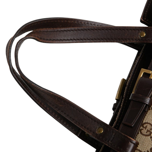 グッチ GGキャンバス トートバッグ 106251 ベージュ ブラウン キャンバス レザー レディース GUCCI 【中古】