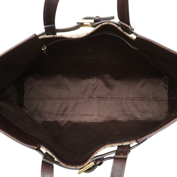 グッチ GGキャンバス トートバッグ 106251 ベージュ ブラウン キャンバス レザー レディース GUCCI 【中古】