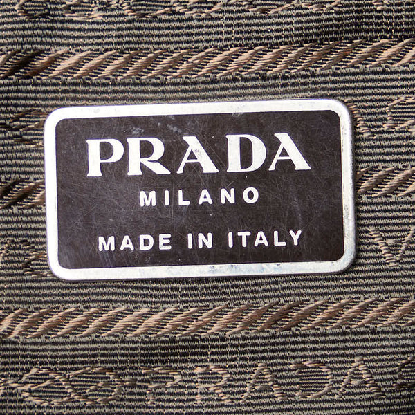 プラダ 三角ロゴプレート リュック バックパック カーキグリーン ナイロン レザー レディース PRADA 【中古】