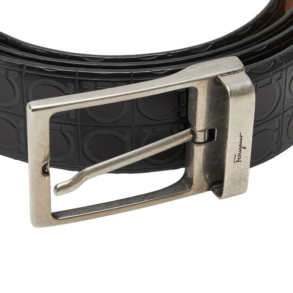 サルヴァトーレフェラガモ ガンチーニ ベルト ブラック レザー メンズ Salvatore Ferragamo 【中古】