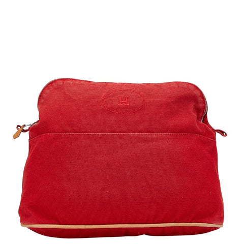 エルメス ボリードポーチGM ポーチ クラッチバッグ レッド コットン レザー レディース HERMES 【中古】
