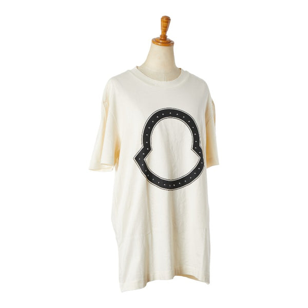 モンクレール 22SS STUDS LOGO TEE Tシャツ サイズ：M H10918C00015 8390T アイボリー ベージュ コットン メンズ MONCLER 【中古】
