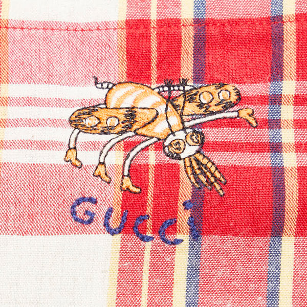 グッチ 21AW ビー シャツ オープンカラーシャツ 半袖 サイズ：46 653446 レッド マルチカラー コットン メンズ GUCCI 【中古】