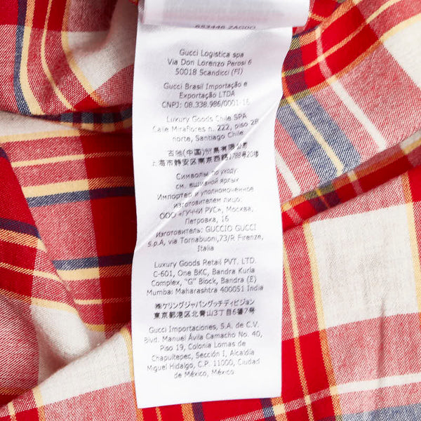 グッチ 21AW ビー シャツ オープンカラーシャツ 半袖 サイズ：46 653446 レッド マルチカラー コットン メンズ GUCCI 【中古】