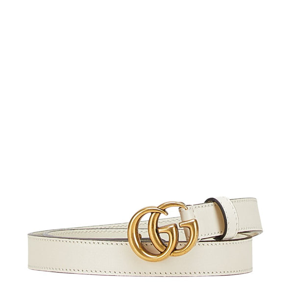グッチ GGマーモント ベルト 65/26 409417 ホワイト レザー レディース GUCCI 【中古】