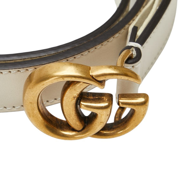 グッチ GGマーモント ベルト 65/26 409417 ホワイト レザー レディース GUCCI 【中古】