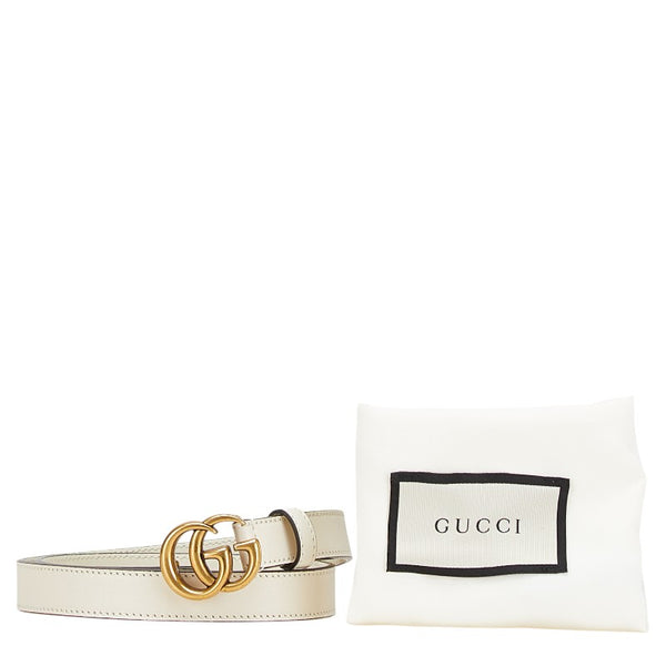 グッチ GGマーモント ベルト 65/26 409417 ホワイト レザー レディース GUCCI 【中古】