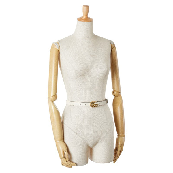 グッチ GGマーモント ベルト 65/26 409417 ホワイト レザー レディース GUCCI 【中古】