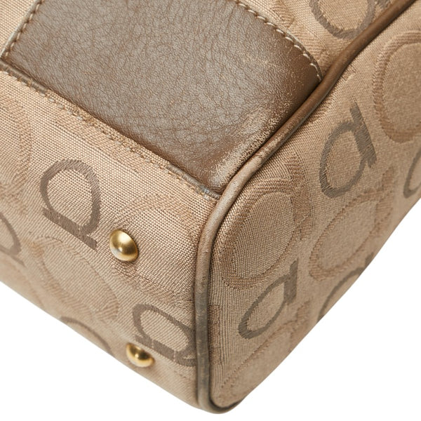 サルヴァトーレフェラガモ ガンチーニ トートバッグ AF-21 5372 ベージュ ブラウン キャンバス レザー レディース Salvatore Ferragamo 【中古】