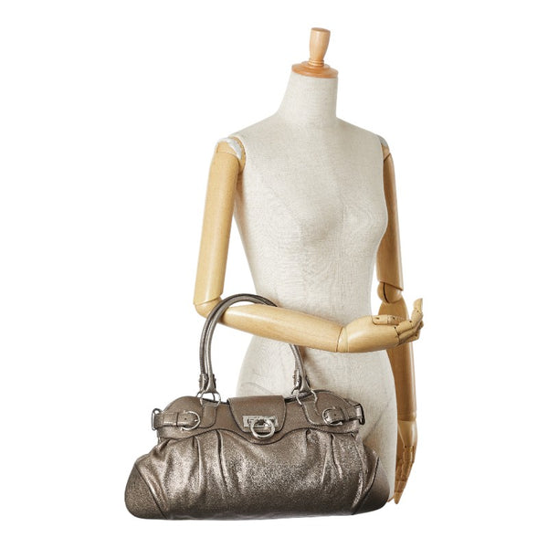 サルヴァトーレフェラガモ ガンチーニ ハンドバッグ ゴールド レザー レディース Salvatore Ferragamo 【中古】