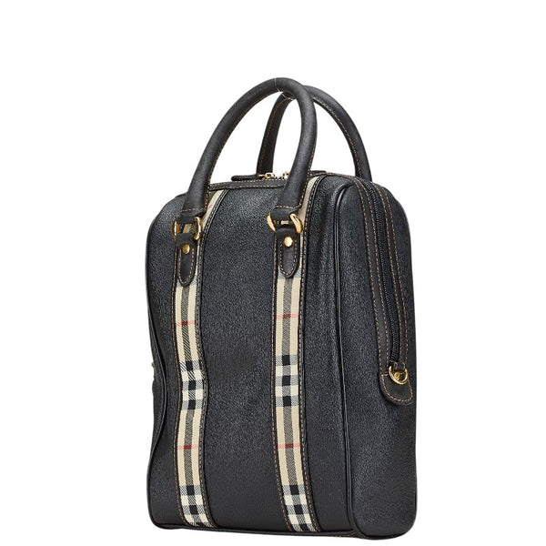 バーバリー ノバチェック ハンドバッグ ブラック レザー レディース BURBERRY 【中古】
